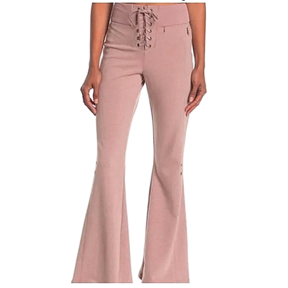 NEW Free People Downhill Flared Lace Up in Moonlight Mauve Pants, Large